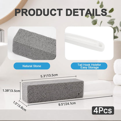 3 Pack Pumice Stone for Toilet Bowl Cleaning with Handle, Scouring Stick Remove Toilet Bowl Hard Water Rings, Calcium Buildup and Rust for Cleaning Toilet, Bathroom, Kitchen Sink, Grill (Gray)