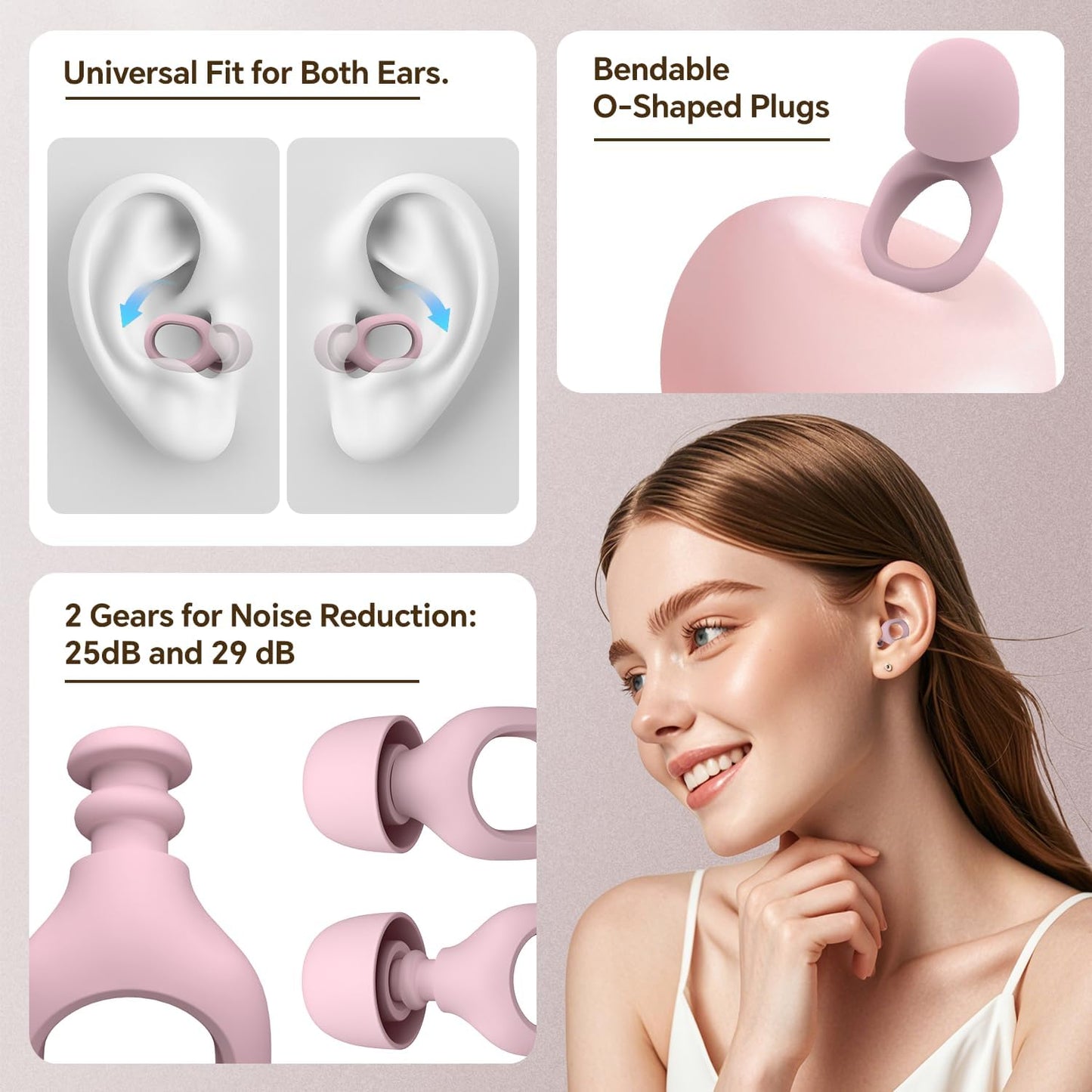 Ear Plugs for Sleeping, 25-29dB Soft Silicone Ear Plugs for Side Sleepers | Silicone Ear Plugs for Sleeping,Reusable Ear plugs with 16 Soft Tips,Noise Cancelling Sleep Earplugs for Snoring