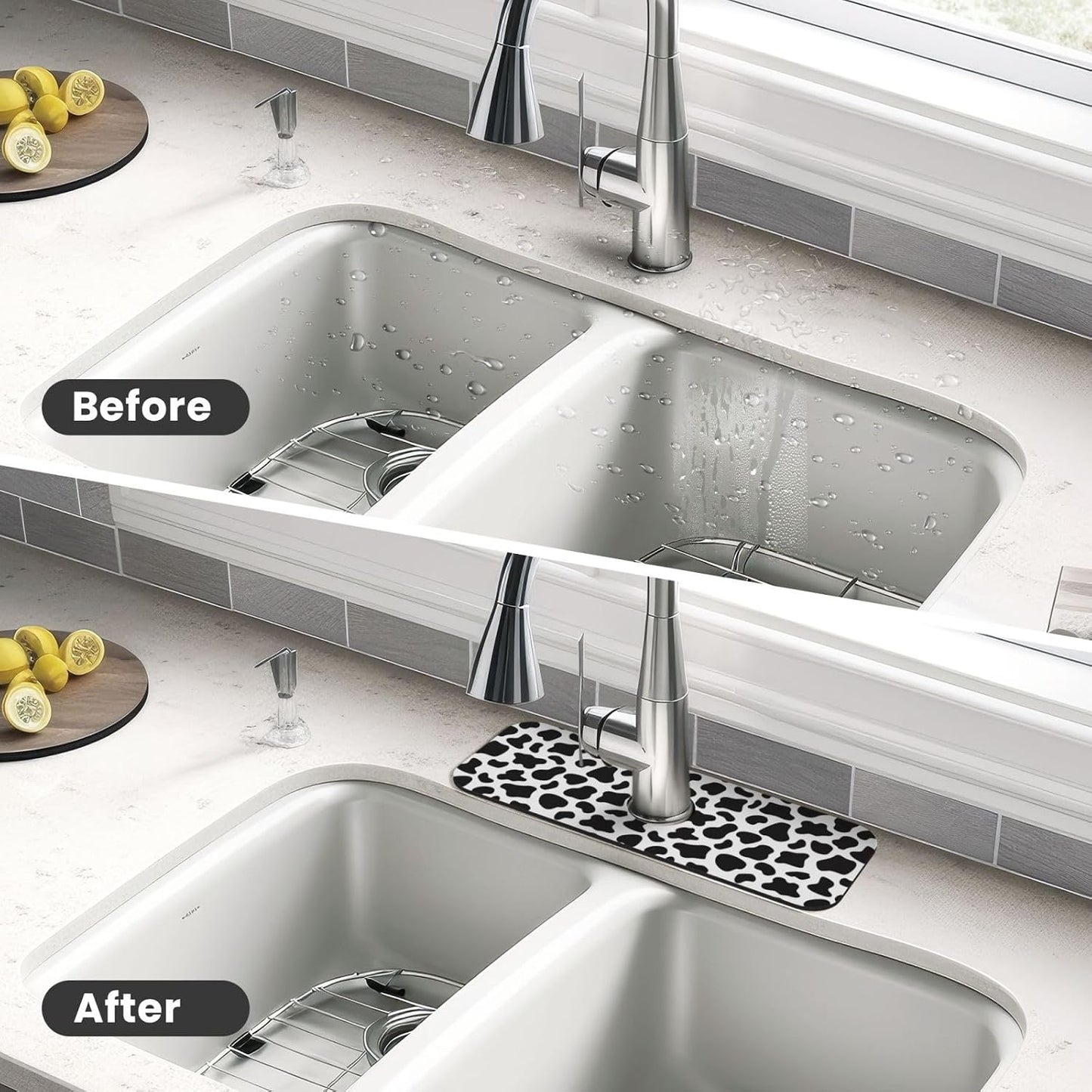 Abstract Flower Blooming Floral Watercolor Kitchen Sink Splash Guard Faucet Mat Super Absorbent Fast Drying Mat Sink Gadgets-Fast Drying Pad Sink Mat For Kitchen Bathroom (15" X 5.5" )