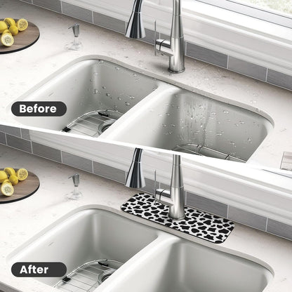 Abstract Flower Blooming Floral Watercolor Kitchen Sink Splash Guard Faucet Mat Super Absorbent Fast Drying Mat Sink Gadgets-Fast Drying Pad Sink Mat For Kitchen Bathroom (15" X 5.5" )