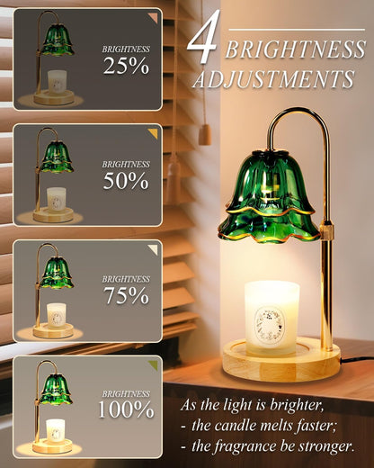 Flower Candle Warmer Lamp with Timer Dimmable, Christmas Birthday Gifts for Women Mom, Candle Warming Light Height Adjustable, Wax Melt Warmer for Jar Scented Candles, Housewarming Candle Lamp