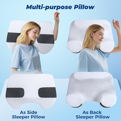 SAHEYER Side Sleeper Pillow with Arm Holes, 2 in 1 Shoulder Relief System for Rotator Cuff Pain, Memory Foam Pillow for Adults with 3 Arm Place Hole - for Side, Back and Stomach, Black