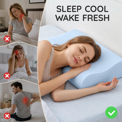 Contour Memory Foam Cervical Pillow for Neck Pain Relief, White | Orthopedic neck support | Standard size | side/back/stomach sleep | cervical alignment | two height choices | washable cover