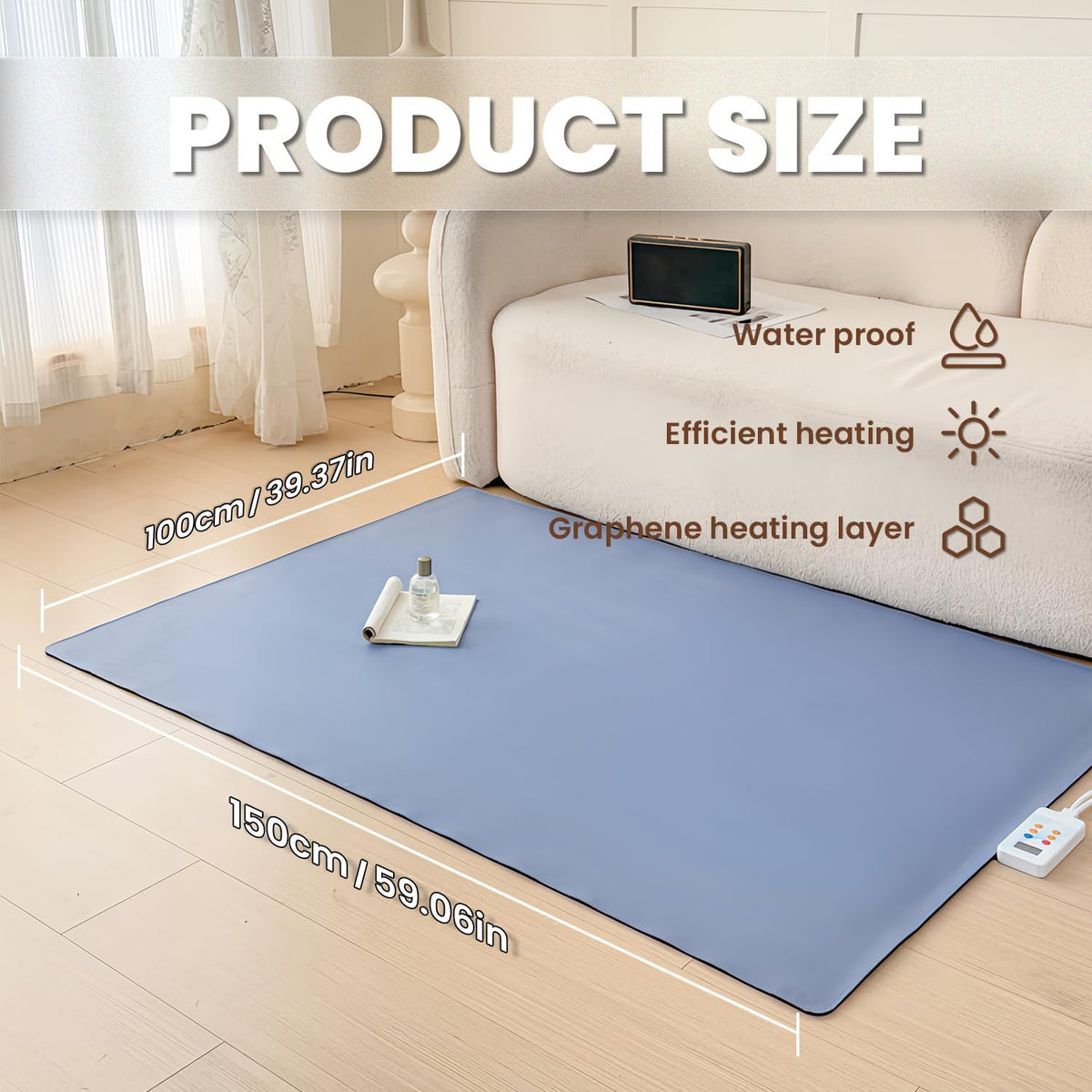 Heated Floor Mats Under Desk, 55" x 79" Heated Foot Warmer