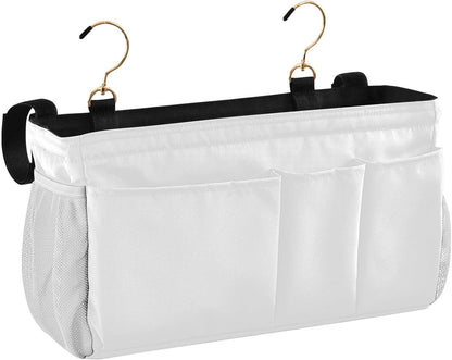 Black Bedside Caddy Storage Bag Bedside Organizer for Bed Rails College Dorm Room Organizer Caddy Hanging Shelf 6 Pockets with Hooks for Drinks Magazine Phone Holder