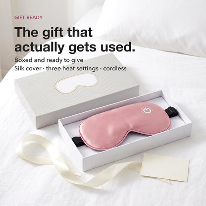 Heated Eye Mask for Dry Eyes, Cordless Rechargeable Warm Compress with 100% Mulberry Silk Cover, 3 Heat Settings, 20-Min Auto-Off, FSA-HSA Eligible Eye Mask for Home, Office & Travel