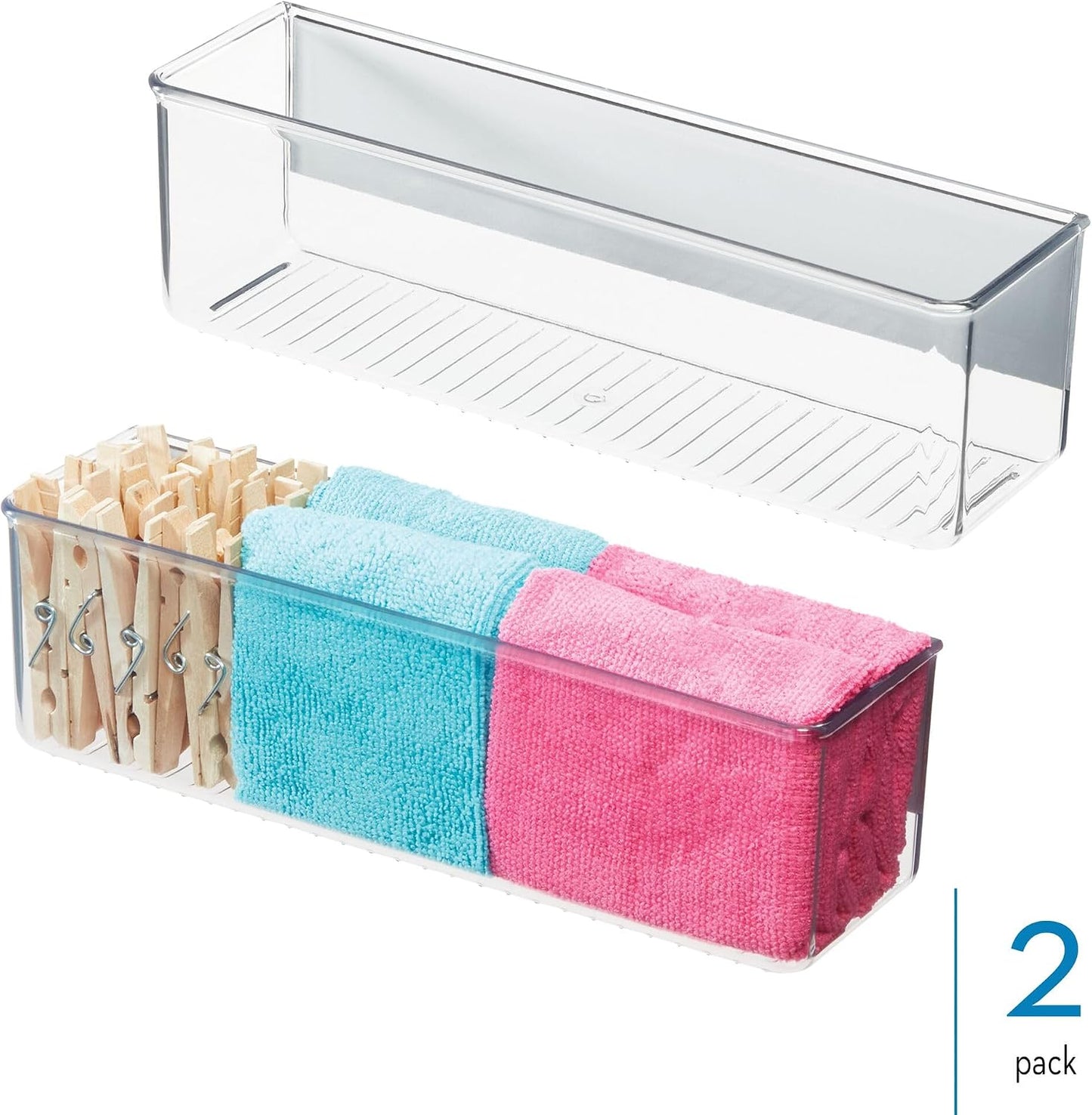 iDesign Magnetic Small Clear Plastic Organizer Bins | Laundry Room Storage