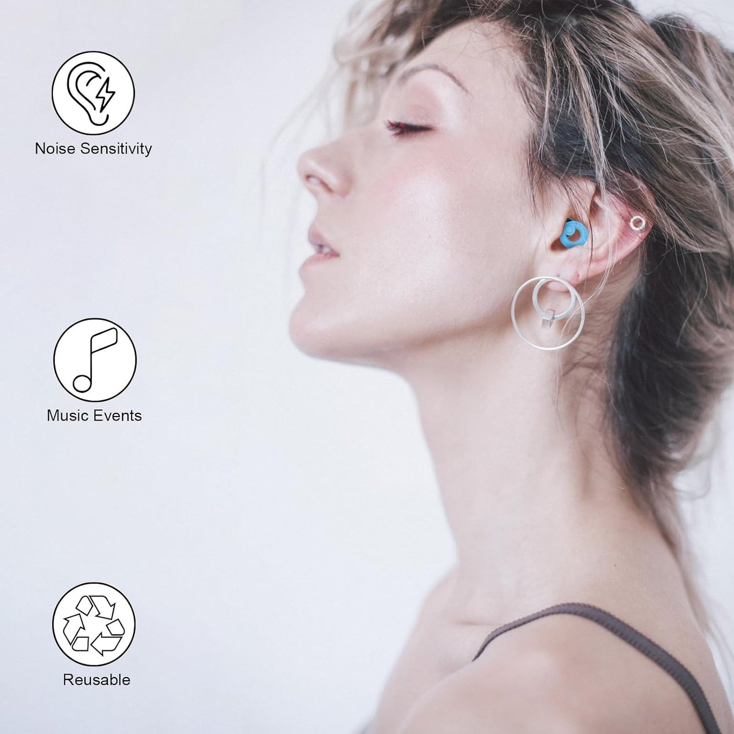 Jayine Ear Plugs for Noise Cancelling Ear Protection EarPlugs for Sleep,Concerts,Work,Study,8 Size Eartips with Small Box,Perfect -30dB Silicone Earplugs for Noise Reduction