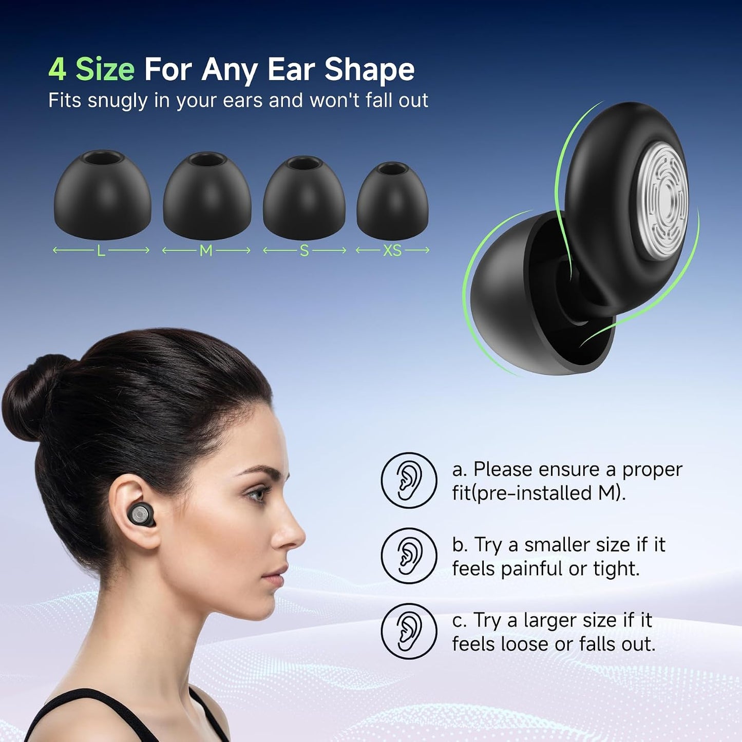 52dB Ear Plugs for Sleeping Noise Reduction Earplugs for Snoring with Case | Soft Silicone Earplugs for Side Sleepers Concerts Airplane Hotel, Noise Cancelling Ear Plugs (XS/S/M/L) 4 Size Reusable