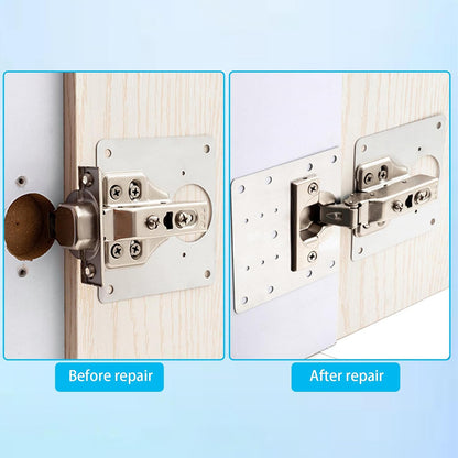 10 Pcs Cabinet Hinge Repair Plate Kit Stainless Steel 3.54" | Hinge Repair Boards for Cupboard, Furniture, Kitchen Doors. Easy Fix. Comes with 60 Screws & Screwdriver.