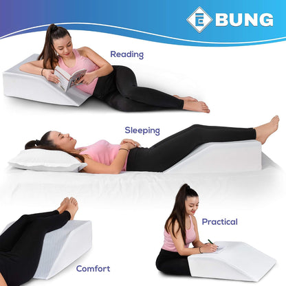 Ebung Memory Foam Leg Elevation Pillow - Support Pillow to Raise Feet for Better Elevation, Circulation, Leg Swelling Wedge Design for Comfort and Recovery