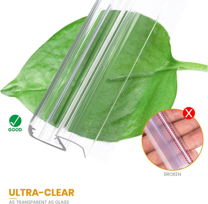 Bathroom Shower Glass Door Bottom Seal Strip, 2PCS 36 Inch Long Clear PVC Seal Strips for 5/16"(8mm) - 3/8"(10mm) Thick Framless Glass Door Panel
