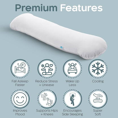 SleepCloud Weighted Body Pillow 6.5lbs, Cooling Tencel Cover, 41” x 10”