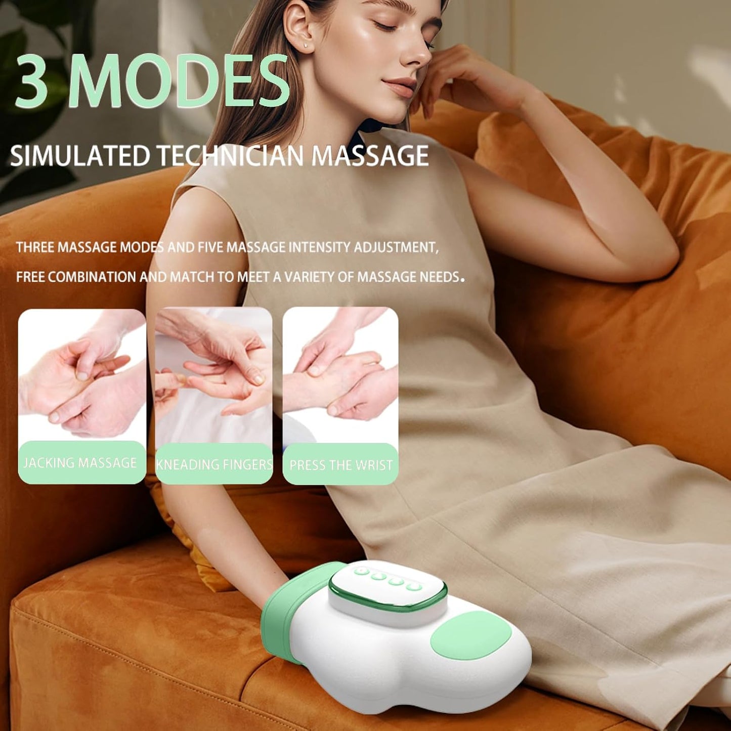 Neck and Shoulder Massager,Portable Shiatsu Back Massage Hand-Shaped Deep Tissue 4D Kneading Massager with Heat for Pain Relief and Muscle Relax,Gifts for Women Men,(Green)