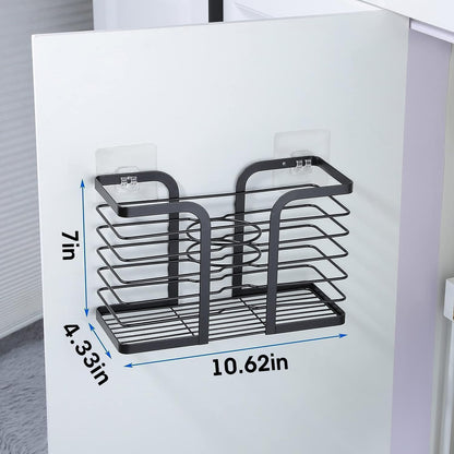 YIGII Hair Dryer Holder, 3 in 1 Hair Tools Organizer Blow Dryer Holder Adjustable Height Cabinet Door/Wall Mounted Bathroom Organizer and Storage for Hair Dryer, Flat Irons, Curing Wands
