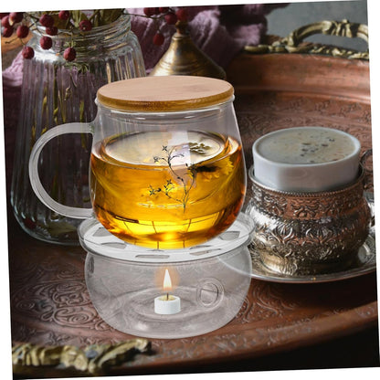 Luxshiny Transparent Teapot Warmer Insulation Base Elegant Design for Heating Tea Kettles Glass Material for Home Use and Desktop Decoration