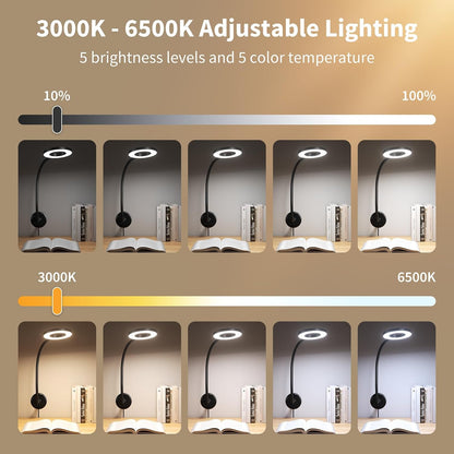 LED Neck Reading Light, Bendable Rechargeable Book Light 110-hr Lasting