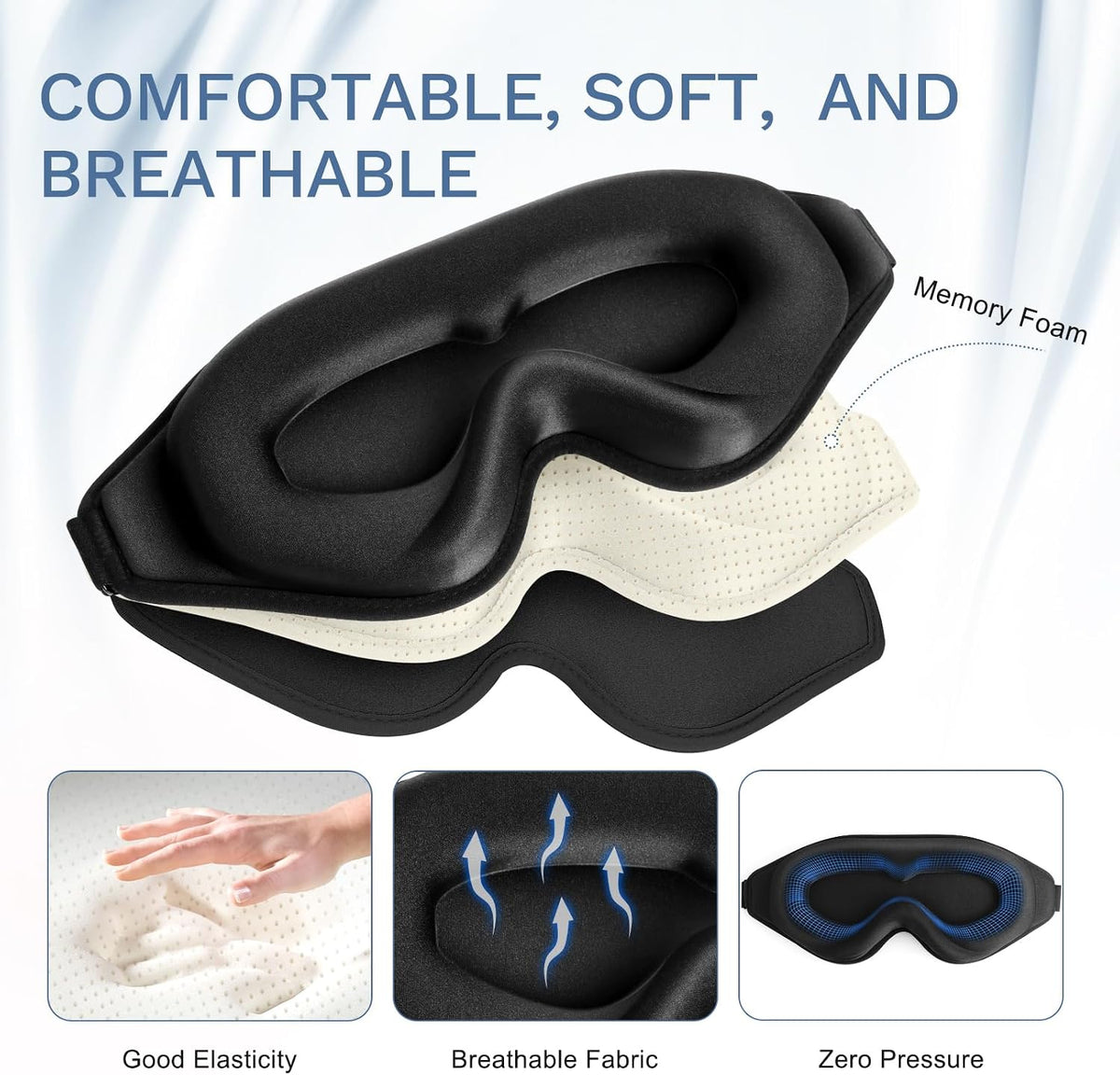 FlyCoco 99% Fully Block Out Light Eye Sleep Mask, 3D Deep Contoured Eyes Cover Zero Pressure, Long Lash Extension Eyes Mask with Adjustable Straps for Sleeping Travel Home Nap Rest Women Men (Pink)