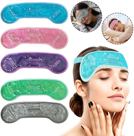 2pcs Cooling Eye Mask, Cold Eye Mask Ice Pack, Hot Cold Compress Head Wrap, Gel Bead Relief for Puffy Eyes Dark Circles (Blue)