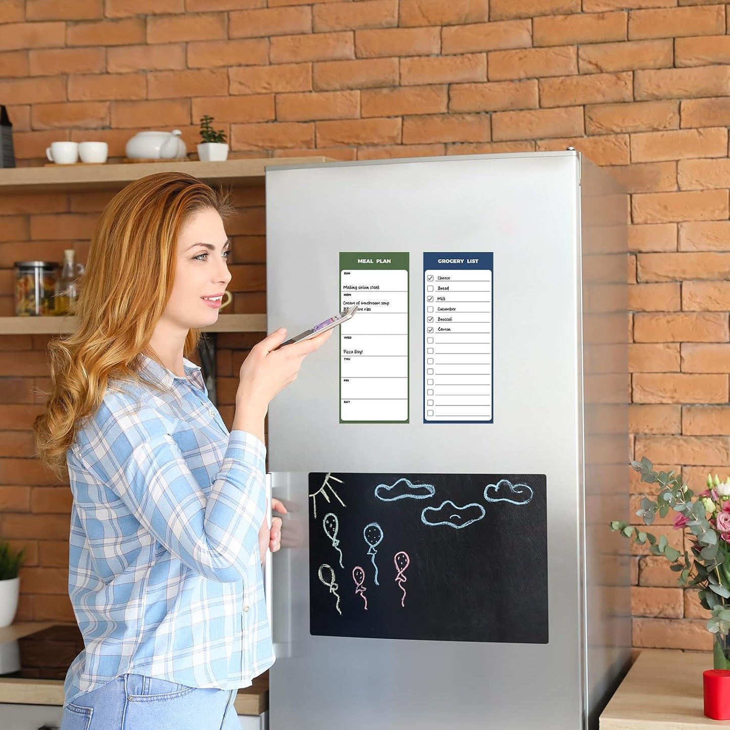 Magnetic Whiteboard for Fridge 5pcs 4x10inch Dry Erase | Magnetic Meal Planner Board for Kitchen Refrigerator - Fridge & Freezer Inventory List Weekly Menu Plan Board Grocery List