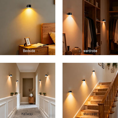 Rechargeable Wall Sconce with Remote & Touch, 360° Rotatable Battery Operated Wall Lights, 3-Color Dimmable, No Drill Adhesive, Ultra Long Battery for Bedroom Reading（White-4PC）