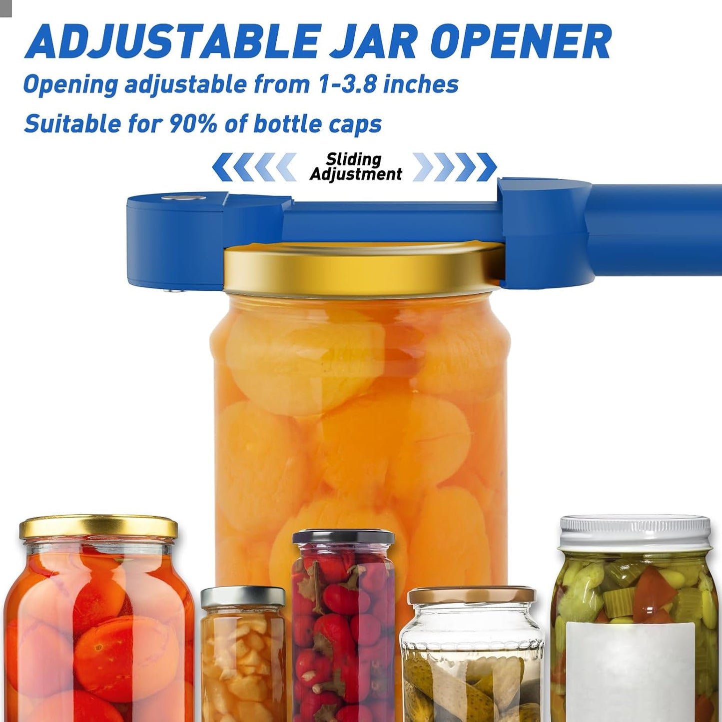 Jar Opener Bottle Opener for Seniors with Arthritis, Multi Retractable Magnetic Can Opener, Jar Grippers for Opening Jars, Kitchen Gadgets for Weak Hands and Senior Arthritis (Black)