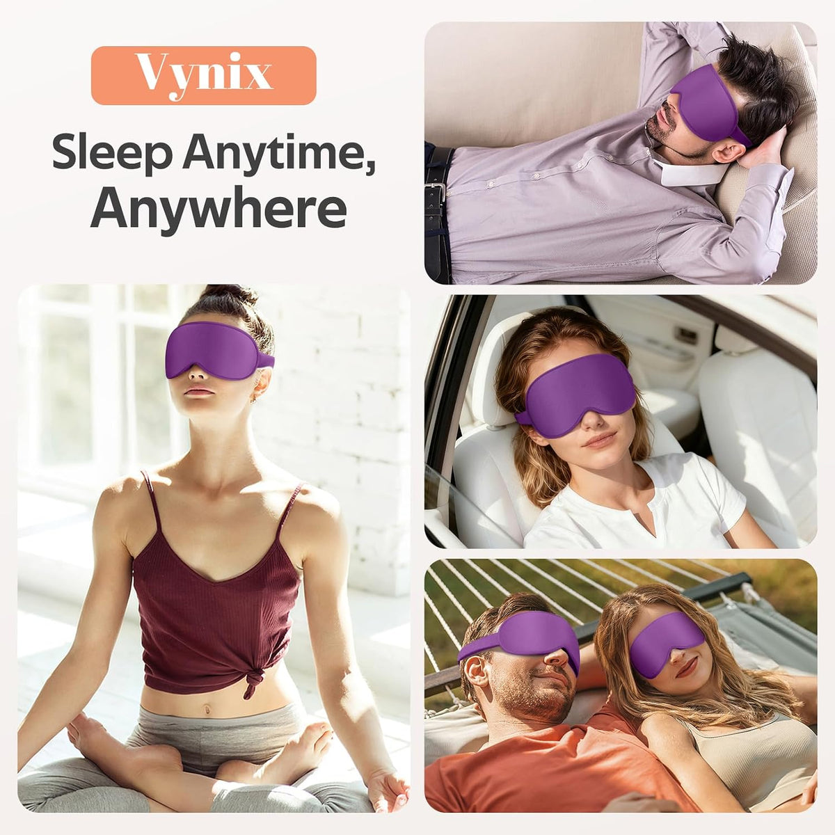 Vynix® Sleep Mask for Men Women - 100% Blackout Eye Masks for Sleep - 3D Soft Sleeping Mask for Side Sleepers - Zero Pressure Lash Extensions Eye Cover Shade for Airplane Travel Essentials, Black