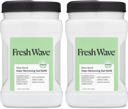 Fresh Wave Original Odor Eliminator Gel 3-Pk 7 oz - Air Freshener for Home | Plant-based essential oils. Lasts 15-30 days per jar. No plug-in needed. Pet-safe, closet and bathroom deoderizer.