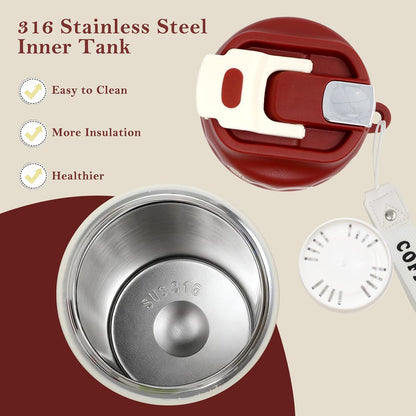 Portable 16OZ Insulated Tumbler with Magnetic Tea Infuser, Water Bottle | Stainless Steel, BPA-Free, Magnetic Detachable Strainer, One-Touch Brewing, For Loose Leaf Tea, Gift for Men & Women