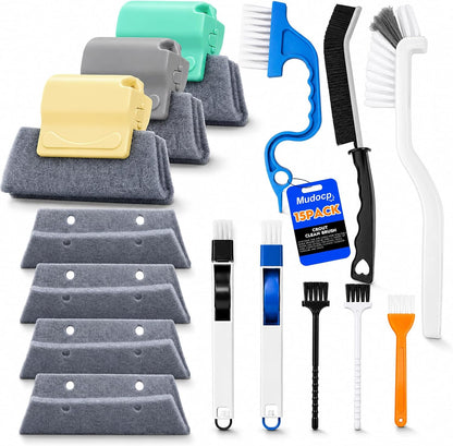 Window Track Cleaning Tools, 15 Pcs Sill Cleaner Brush for Window/Door Tracks, Sliding Doors, Tile Lines, AC Vents & Keyboards
