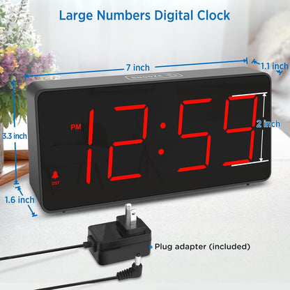 Peakeep Digital Alarm Clock for Bedroom Bedside, Large Display, USB Charger