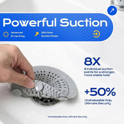 VLM 2 Pack Shower Drain Hair Catcher, Upgraded Drain Cover with Strong Suction Cups, Anti-Clog Hair Trap Stopper for Bathtub Shower Sink Laundry
