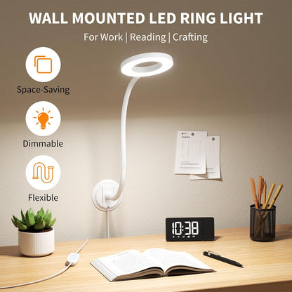 Dim Book Lights for Reading at Night,USB Goose Reading Lights for Books in Bed Headboard,LED Night Lights Plug into Wall,Adhesive Wall Lights for Bedroom,Portable Plug in Wall Sconces Hardwired,1 Pack