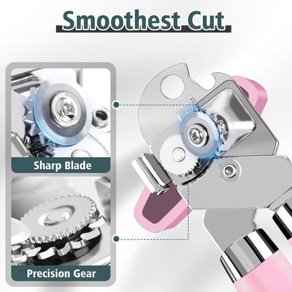 Multifunctional Heavy Duty Can Opener Manual Smooth Edge Can Opener and Bottle Openers with Magnet Durable Sharp Cutting Blade Comfortable Handle Big Effort-Saving Knob Kitchen Tool