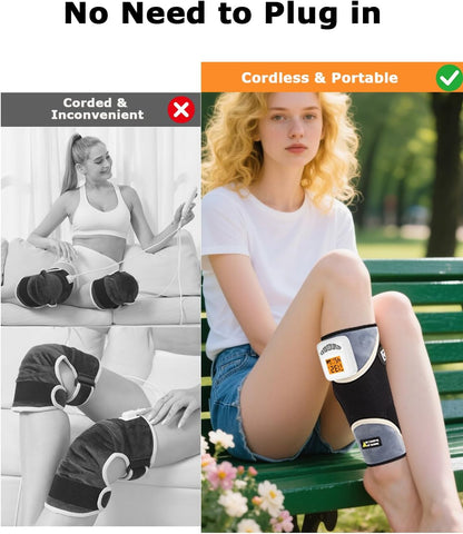 Cordless Leg Massager for Circulation and Pain Relief - 5000mAh Portable Heating Pad for Leg and Calf with 3-Level Vibration Massage, 104-140℉ Adjustable Temperature & 30/45/60 Min Timer