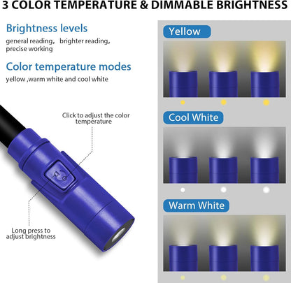 Rechargeable Hands-Free Neck Light with 3 Adjustable Color Modes, Black | Stepless Dimming, Flicker-Free Eye Protection, Flexible & Bendable, Long Battery Runtime, Protable Lightweight