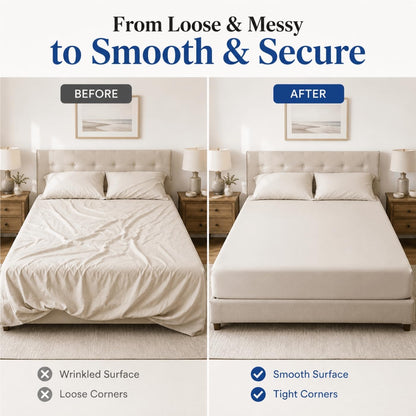 Bed Sheet Holders for Corners 4 Pack 3-Way Grip for Smooth Sheets All Night | Rest easier and wake up to a neater bed, designed to help reduce sheet slipping and bunching