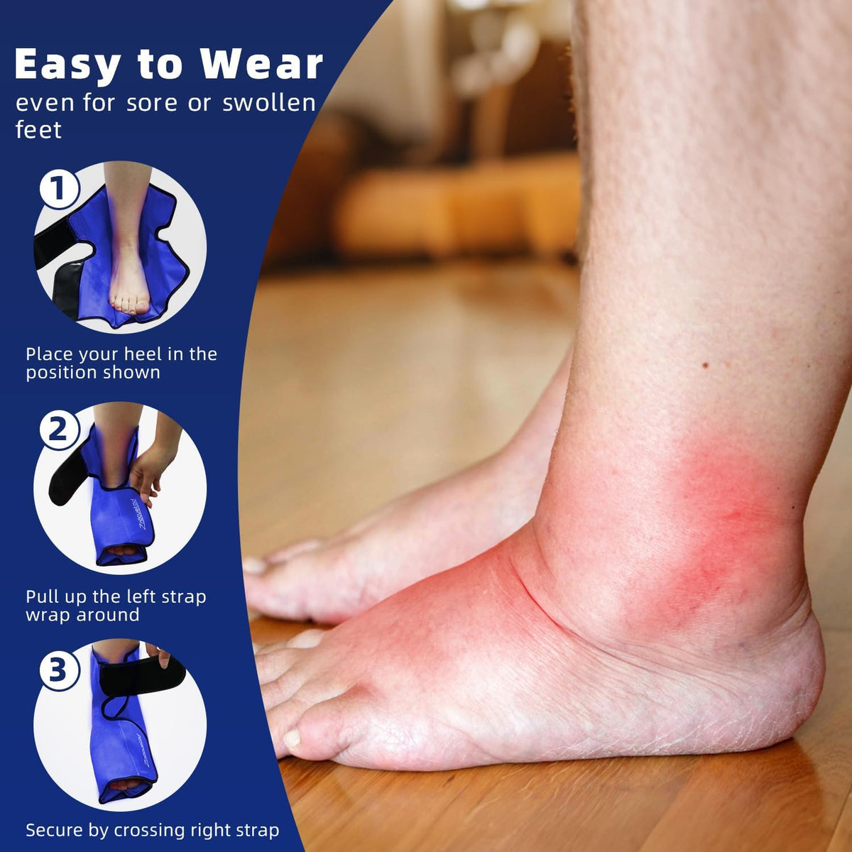 Ankle Ice Pack Wrap for Foot Heel Pain Relief and Swelling Large Reusable Gel Ice Cold Packs for Achilles Tendonitis Plantar Fasciitis Sprained Ankles Swollen Feet Surgery Recovery(Hot Pink)