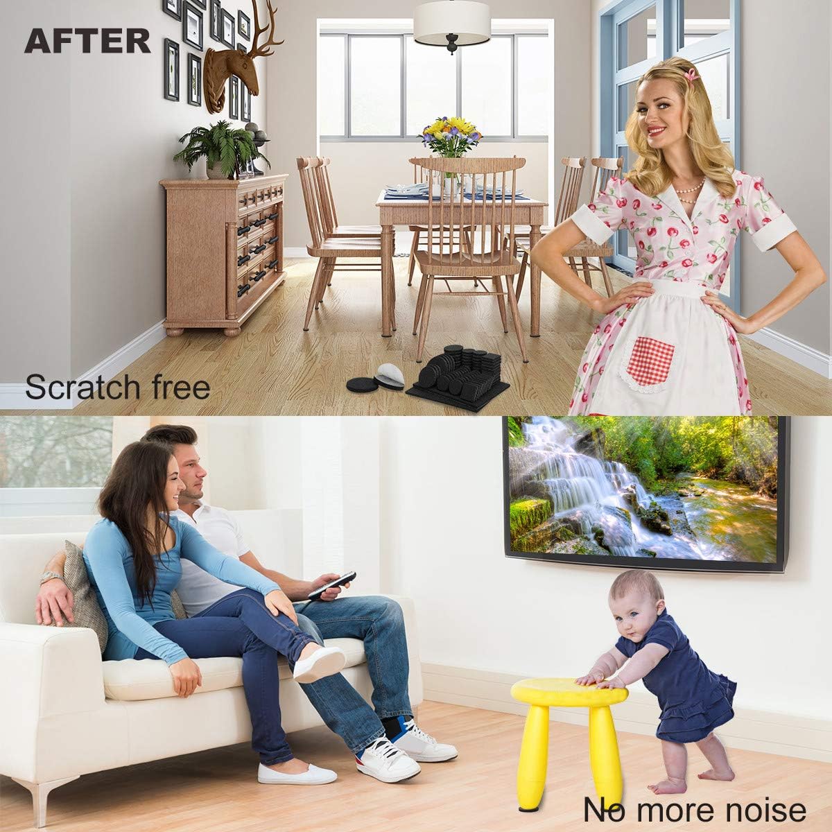 Felt Furniture Pads 300 Pieces, Furniture Pads for Hardwood Floors Black | Self-adhesive felt pads prevent scratches and noise, ideal for chair legs, suitable for hardwood floors and indoor furniture