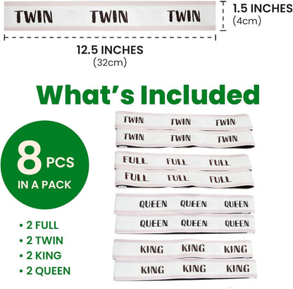 ECOHomes Bed Sheet Organizer Label Bands (King 4PCs Pack, Cream) | Storage Size Label Bands, Bed Sheets Set Organizers, Linen Closet Organization, Elastic Bedding Band, for Organizing Bedsheet