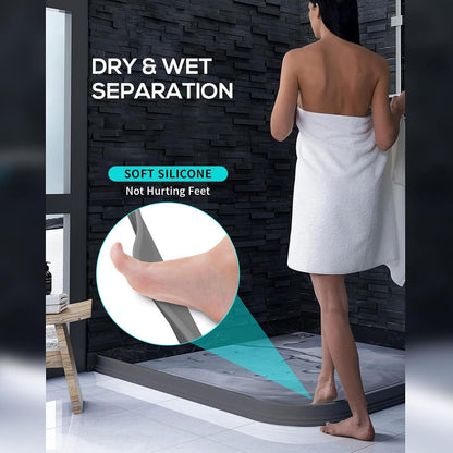 3ft/5ft/6ft/8ft10ft Collapsible Shower Threshold Water Dam Water Barrier for Shower and Water Stopper Keeps Water Inside Water Threshold for Wet and Dry Separation (3ft, Clear)