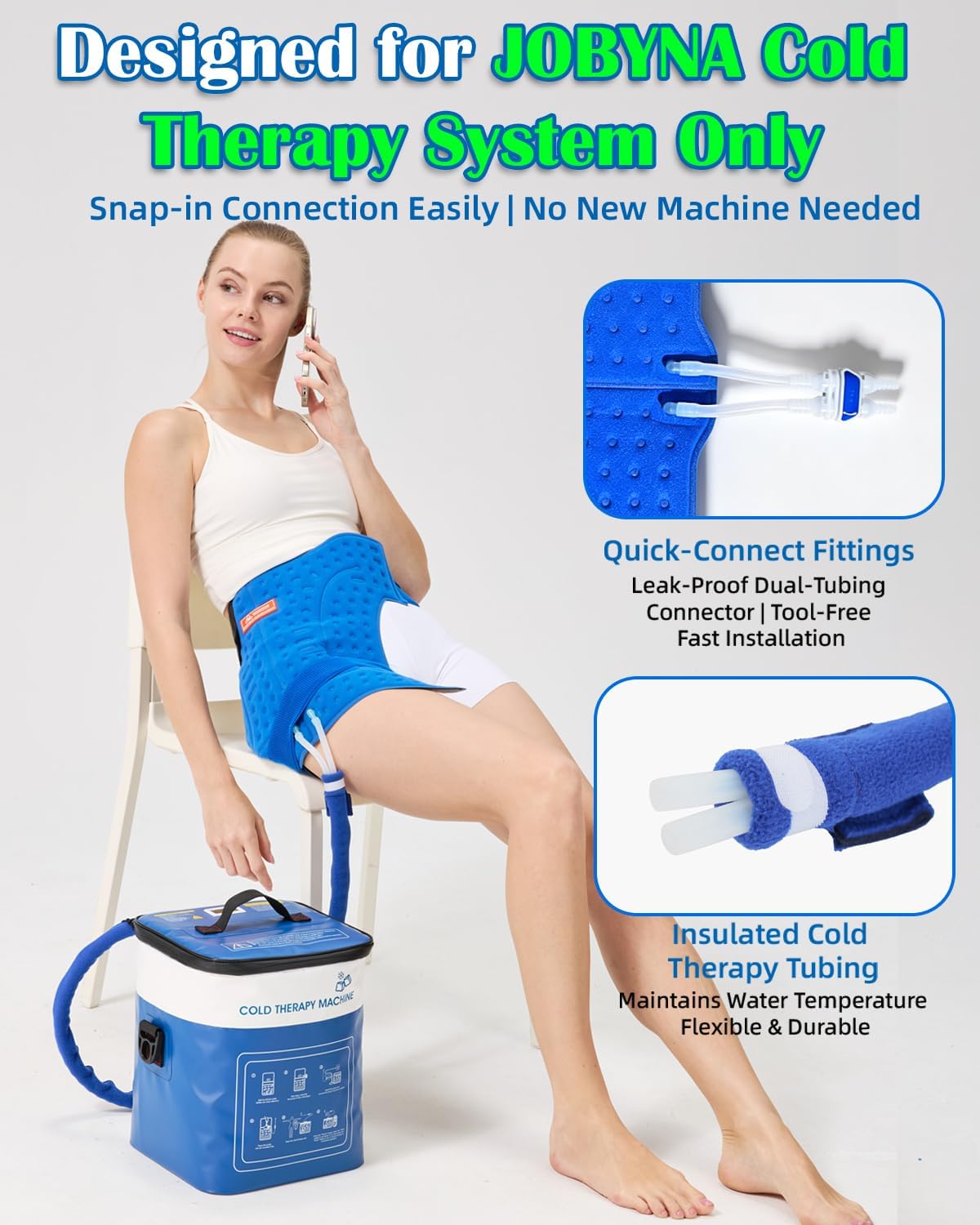 Leakproof Cold Therapy Knee Pad – Compatible Exclusively with JOBYNA Ice Therapy Machine, Continuous Circulating Ice Knee Wrap for Post-Surgery Recovery, ACL, Meniscus Tear – No Gel Replacement Pad