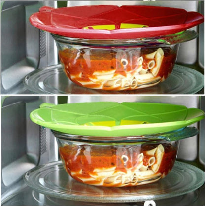 2Pcs Spill Stopper Lid Cover, Boil Over Safeguard, 10.2 inch Silicone Spill Stopper Pot Pan Lid, Multi-Function Cooking Tool, Kitchen Gadgets, for Cooking Cover, Parents, Friends, Green& Red