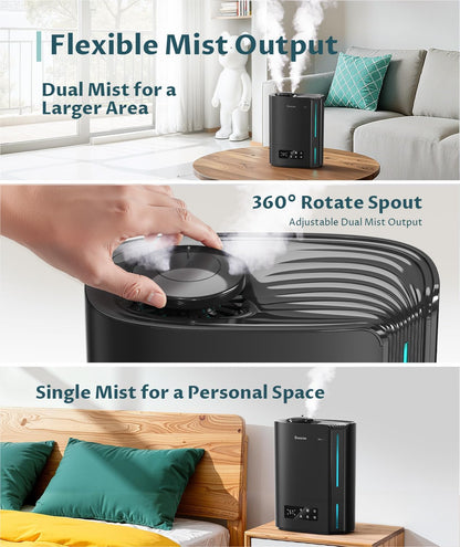 BREEZOME 6L Humidifier for Bedroom Large Room Smart Humidistat Control | 60H Runtime, 25dB Quiet, Essential Oil Diffuser, Top Fill Ultrasonic Cool Mist Humidifiers for Baby, Plants, Nursery
