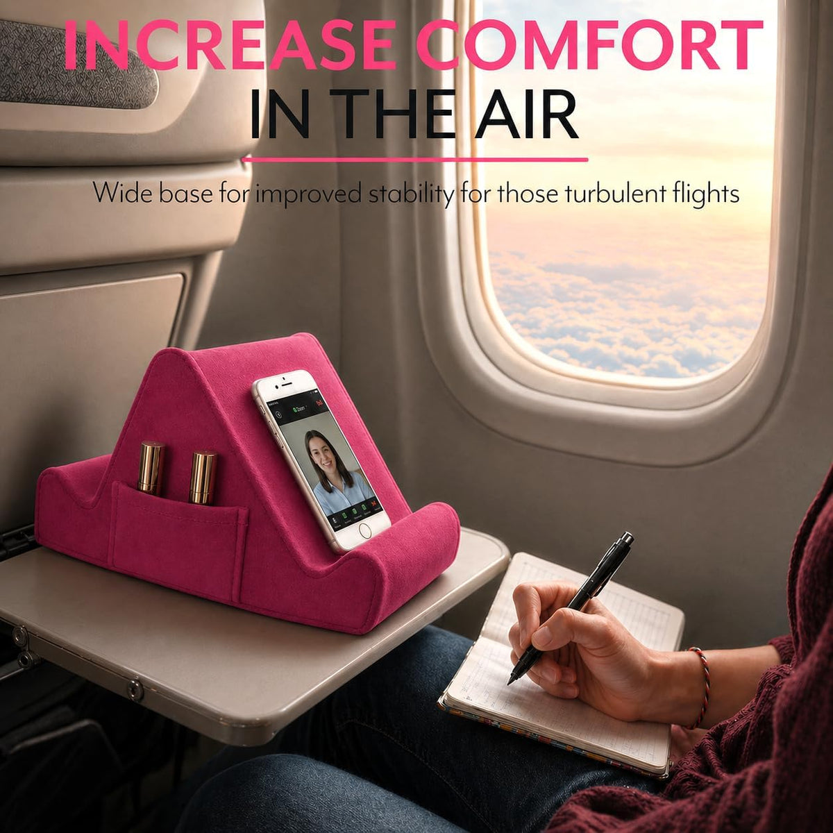 Brookstone Tablet Lap Cushion - Tablet/Phone/Ebook Holder for Bed, Flights, and Travel, Memory Foam Lap Desk for Reading and Hands Free Viewing, Compatible iPad and Kindle Accessories, Grey