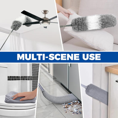 Retractable Gap Dust Cleaner Cleaning Tools with 2 Microfiber Dusting Cloths Long Handle 60inches Washable and Retractable Duster Brush for Cleaning Under Appliances Furniture Couch Fridge