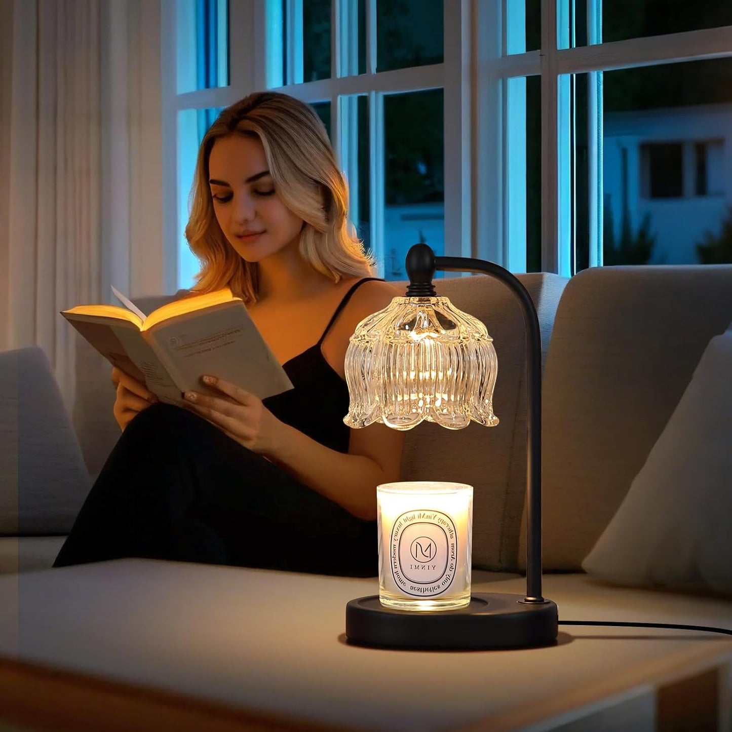 Candle Warmer Lamp with Timer and Dimmer,Electric Gold Light Gifts for Women Melt Wax Warmer Lamp with 2 Bulbs for Candle Jars House Warming New Home Decor Bedroom
