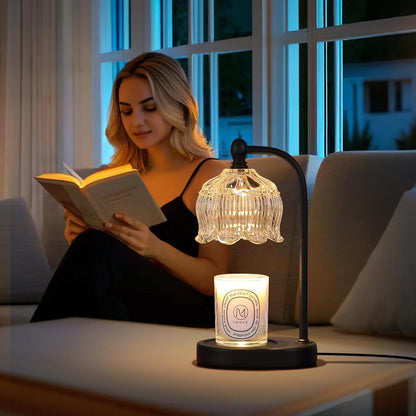 Candle Warmer Lamp with Timer and Dimmer,Electric Gold Light Gifts for Women Melt Wax Warmer Lamp with 2 Bulbs for Candle Jars House Warming New Home Decor Bedroom