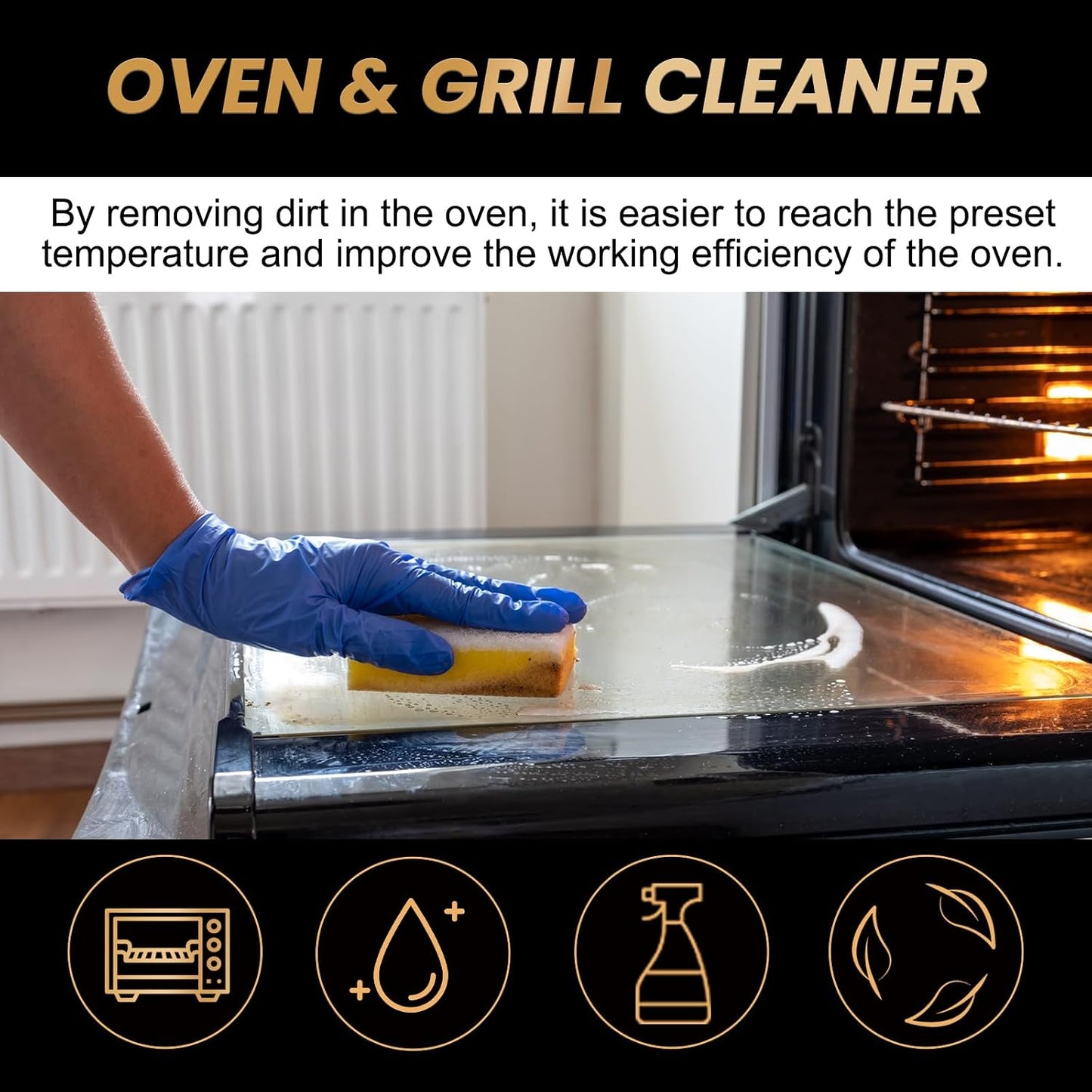 Oven Cleaner Heavy Duty Spray, Cleans and Degreases BBQ Cooking Grates and Racks, Heavy Duty Oven and Grill Cleaner for Microwave, Air fryer,Ovens, Grills, 100ML