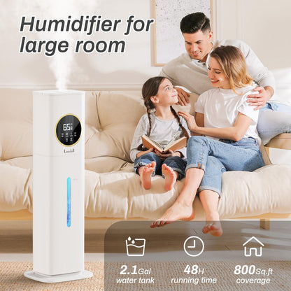 Lacidoll 8L Large Humidifier for Bedroom Large Room Home 800 sq ft, Black